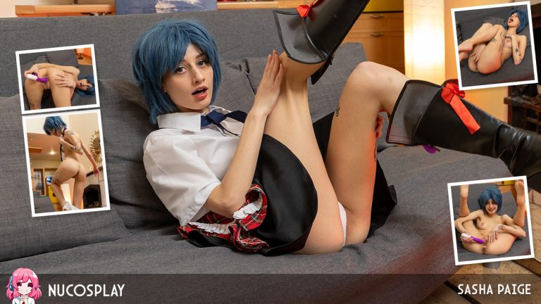 NuCosplay Sasha Paige – Blue Haired Girly Sasha Paige Loves Fucking Her Tight Little Pussy