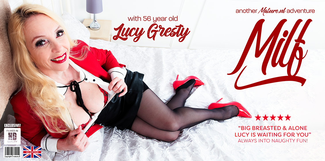 Lucy Gresty Big breasted MILF Lucy Gresty will show us how masturbation is done when you're alone